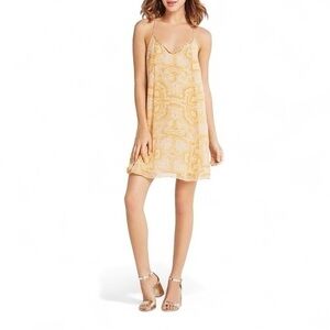 BCBGeneration Golden Cognac Yellow Print Flowy Dress Size XXSmall